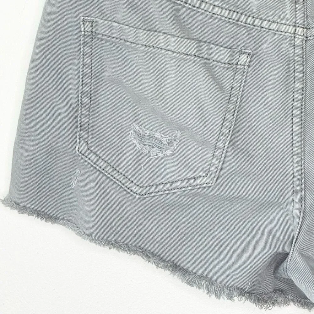 Free People Slate Blue Button Fly Cut Off Shorts - Women’s US 27